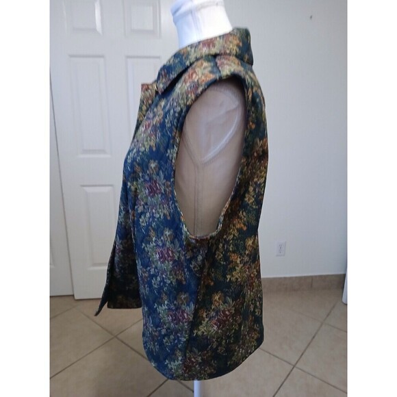 Vintage Westbound Green Floral Print Sleeveless Blazer Size Large RN‎ 58909 - Picture 4 of 11